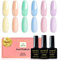 YSUVIN Vernis Semi Permanent, 6 Couleurs Pastel Macaron Dété Vacances Bonbons Vernis à Ongles Rose Violet Bleu Cyan Jaune Gel Soak Off UV Manucure Kit Salon De Manucure DIY Pour Femmes