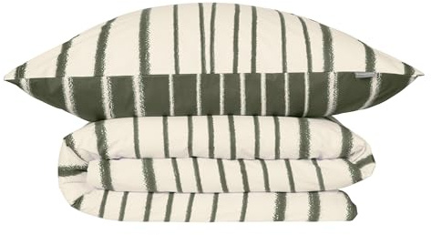 Schiesser Bettwäscheset Wesley | 2-teilig | gestreift | Renforcé | 100% Baumwolle | Oeko-Tex Zertifiziert | Reißverschluss | 135x200cm + 80x80cm | Grün