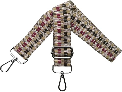 Correa para Bolso Bandolera Ajustable Correa de Hombro para Bolsos de Mujer con Mosquetón Plateado 3.8cm, Correa de Reemplazo para Bolsos de Mujer Accesorios Crossbody, Morado Rojo/Caqui, S41