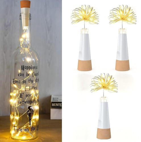 Umiwe Luci della bottiglia, luci della stringa ricaricabili USB, 2024 Luci di fata della bottiglia di vino aggiornate con sughero per Natale(Caldo, 8Pack)