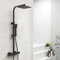 Thermostatic Shower System, Square Thermostatic 38℃ Shower Mixer Set with 20 x 20 cm Rainfall Shower Head, Handheld Shower, Riser Rail, Adjustable Height Anti Scald Matte Black Shower Set