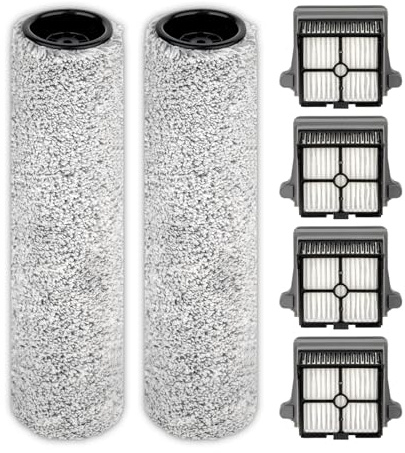 【Version 2 Detachable】(6 Pack) S7 Pro Brush Rollers and HEPA Filters Compatible With Tineco Floor One S6 Wet Dry Vacuum Cleaner (Excluding Handle)