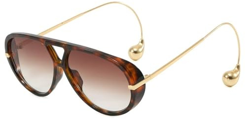 YCXMBH Gafas de Sol ovaladas de piloto de Gran tamaño for Mujer, Montura Grande, lujosas Gafas de Sol Vintage de Doble Haz for Dama, Gafas for Exteriores UV400(C4DemiDoubleBrown)
