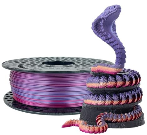 Filamento per stampante 3D AzureFilm PLA Silk Rainbow 1,75 mm – Bobina da 1 kg – Finitura lucida – Facile da stampare – Colori vivaci – Per tutte le stampanti FDM (Caramella, 1kg)