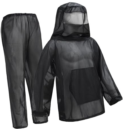 KiBcsLic Traje de Apicultor de Cuerpo Entero, protección para Exteriores, Pesca y Senderismo, M L Black