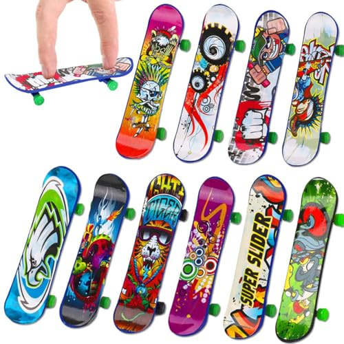 KEMUZ 20 Pièces Mini Finger Skate,Planches À Doigts Stylées, Mini Skateboard Enfant,Professionnels Planche À roulettes,Enfants Skateboard Anniversaires Cadeau(Motif Aléatoire)