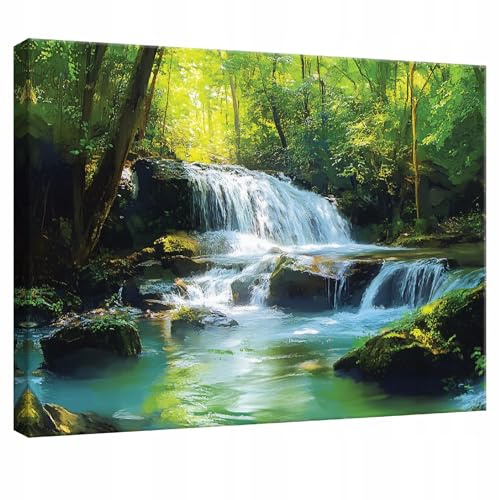 WallArena - Cuadros en lienzo - Cascada, 100x70 cm - Imagen sobre lienzo - Cuadro de pared XXL grande - Cuadros de pared para salon y dormitorio - para salon modernos impresion artistica