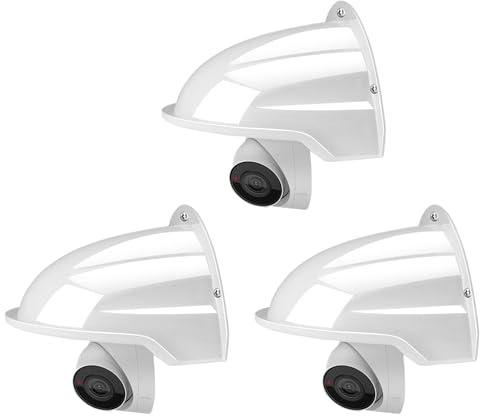 SECUPOE Universal Security Camera Cover Sun & Rain Shield – Weatherproof Protective Roof for Dome/Bullet Outdoor CCTV Cameras (3x White)