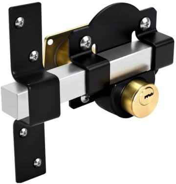 Serrure de portail à longue portée, convient pour porte droite et gauche, serrure à mortaise, verrouillage double face, 5 clés (50 mm)