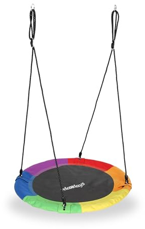 Relaxdays Altalena da Giardino a Nido, per Bambini e Adulti, Regolabile, Ø 110 cm, Portata Max. 100