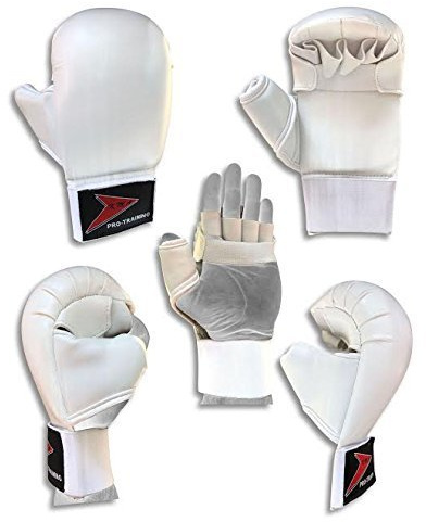 Karate Gloves Karate Mitts Full Contact Karate training Hand Safety Mitts (white, Small/kids 5-9yrs)