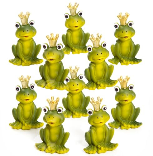 Logbuch-Verlag 10 kleine grüne Frösche Froschkönig 6 cm mit Goldener Krone Mitgebsel Give-Away Kindergeburtstag Märchen