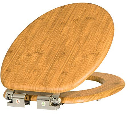 EUGAD WC Sitz Mit Absenkautomatik,Holz Toilettendeckel,Einfache Montage Toilettensitz,Stabile QualitäT Deckel Klobrille,O Form Klodeckel Bambus Optik