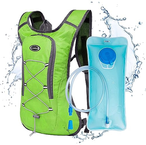 Lixada Trinkrucksack, Wanderrucksack mit 2L Wasserblase, Sportrucksack, Atmungsaktiver Ultraleichter Fahrradrucksack, Laufrucksack für Wandern Klettern, Fahrradfahren, Laufsport, Camping