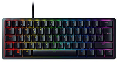 Razer Huntsman Mini (Purple Switch) - Teclado Gaming, compacto para juegos del 60% con interruptores opto-mecánicos (tapas de teclas PBT, cable USB-C desmontable) Teclado Español - Negro