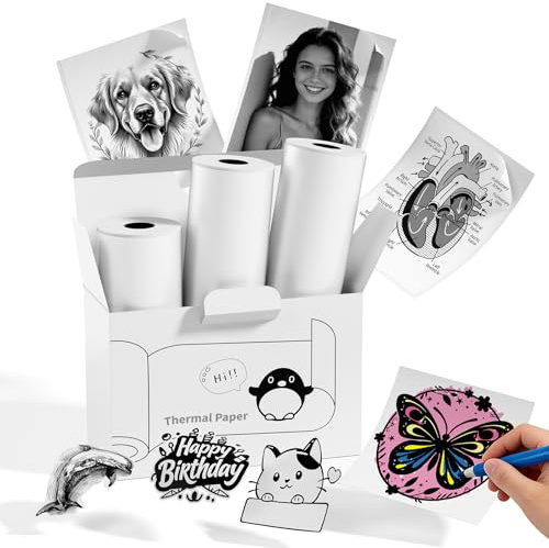 Memoking T02 White Thermal Sticker Paper Refill - 2 Waterproof Genuine Self-Adhesive Labels Compatible with T02, Q02E, M02X, M02L Mini Printer, 50mmx3.5m Use for Photos, Journal, Study Note, 3 Rolls