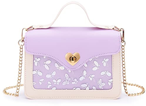 KALIDI Borse per bambine a forma di cuore serratura borsa per ragazze mini borse a tracolla catena borsa per bambini borsa a tracolla per ragazze bambini e ragazzi, Viola, INCH