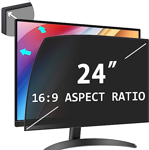 PYS 24 Zoll Blickschutzfolie für 16:9 Ultra-Slim Bezel Monitor Selbstklebend Abnehmbar Blickschutzfilter Blendfrei Blaulicht Blocking Bildschirm Schutzfolie