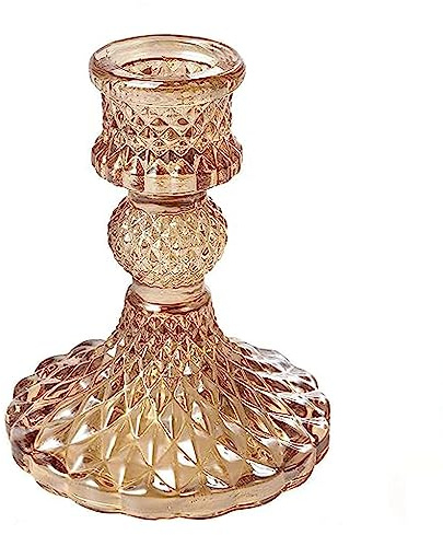 Candlestick Holders, Taper Candle Holders Glass, Candle Pillar Stands for Table Mantel Wedding Housewarming Gift Home Decoration (Gold 1pcs)