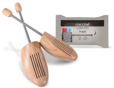 Cocciné - Schuhspanner Holz und Reinigungstücher-Set, Schuhspanner zum Füllen von Schuhen aus Naturholz, Stahlfeder Feuchtigkeits und verformungsbeständig Beseitigen Falten im Leder - Gr. 41-42