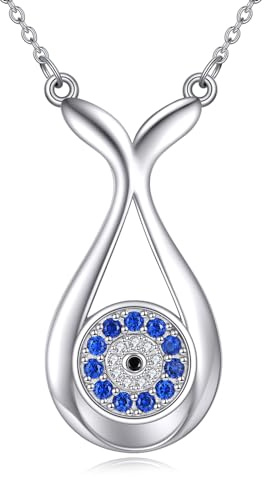 POPLYKE Collier mauvais yeux pour femme en argent sterling 925 avec queue de sirène - Cadeau pour fille