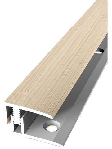 PROVISTON | Perfil de ajuste | Acabado laminado | Ancho: 21 mm | Altura compensación: 7 – 12 mm | Longitud: 2700 mm | Perfil de aluminio | Roble blanco encalado | 1 pieza