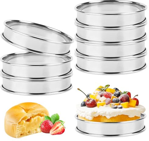 Fonyet 8 Pièces Cercle a Patisserie 10 cm Cercle tartelette en Acier Inoxydable pour Muffin, omelettes, crêpes, Crumpets, tartes, mousses
