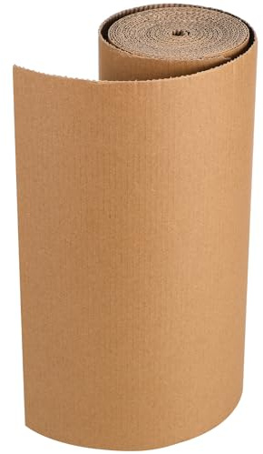Operitacx Rouleau Carton Ondulé Beige en Papier Ondulé, Facile à Couper Coussinage et Support, pour Emballage, Bricolage et Stockage, de 12x197 Pouces