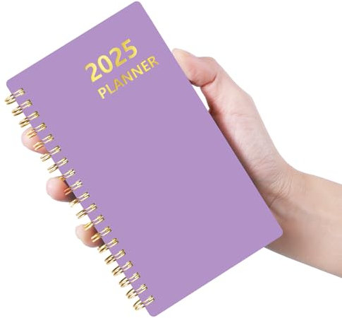 HAUTOCO Pocket Diary 2025 - Diary 2025 Week to View, Spiral Bound Planner Appointment Work Book 17.1 x 9.6 cm Weekly Monthly Planner for Business Office Academic Personal Use, Purple