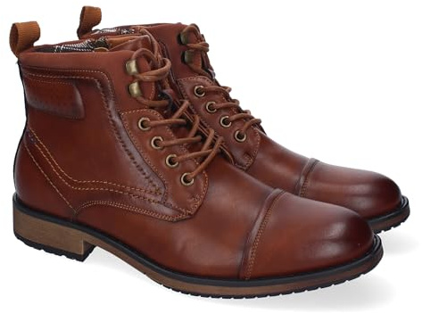 shoes&blues.es 88734 Botines de Hombre, Comodos y Elegantes, Diseno Clasico con Punta Redonda, Adornos de Costuras, Cierre de Cordones y Cremallera Lateral. Cuero Talla 43