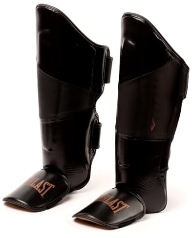Everlast Protezione Tibias Titan Pro, Nero, Protezione per arti marziali e sport da combattimento, Attrezzature per l'allenamento professionale (Large)