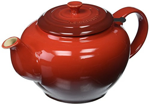 Le Creuset Stoneware Large Teapot with Stainless Steel Infuser, Cerise (Cherry Red)