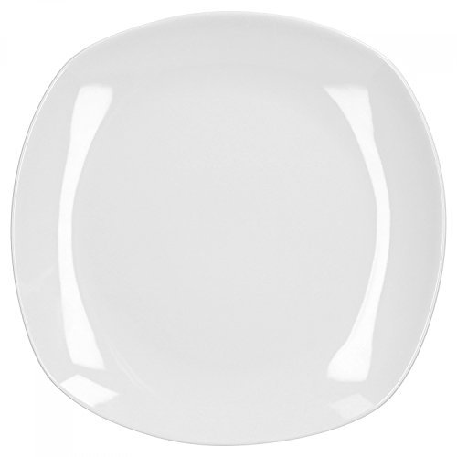 van Well Lilli Speiseteller Porzellan Weiß 250 x 250mm – flacher Teller mit klassischem, glänzendem Design - quadratische Form – Menüteller für Restaurants, Hotels oder zu Hause