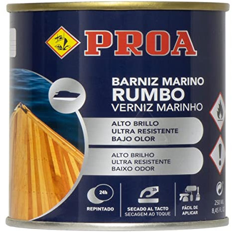 Barniz marino bajo en olor. Alta resistencia en ambientes marinos. Exterior e Interior. Proa.