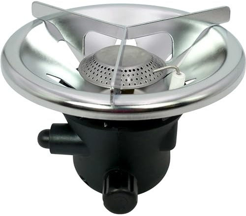 CAMPLORA Gaskocher mit Piezozündung für Schraubkartusche Camping oder backpacking klein, Campingkocher Mini, Gaskocher Camping 1 flammig, Outdoor Gasherd, gas stove, schraubbar
