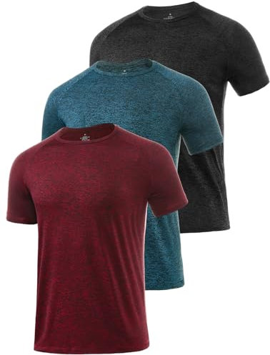 Star Vibe 3er Pack Sportshirt Set Für Herren T-Shirts Atmungsaktive Fitness Tshirt Gym Funktionsshirt Kurzarm Black/Navy/Wine Red XXL