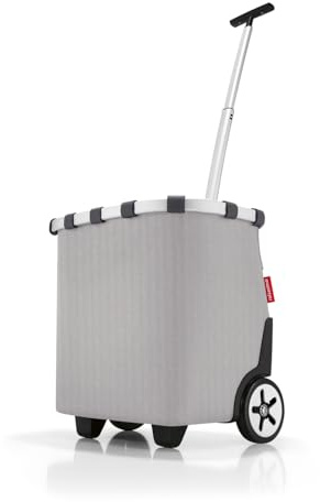 reisenthel carrycruiser Tragbarer Einkaufstrolley mit stabilem Aluminiumrahmen, Schultergurt und herausnehmbarer Netz-Innentasche Aus wasserabweisendem Material, Couleur: Herringbone Grey