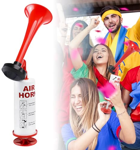 Zimoer Air Horn, Luftdruck Fanfare Pumpe, manuelle Stadionhorn Signalhorn Extrem Laut Neumatisches Horn Wiederverwendbare für Geburtstagsparty Fußballspiel Sportereignisse Euameisterschaft (Rot)