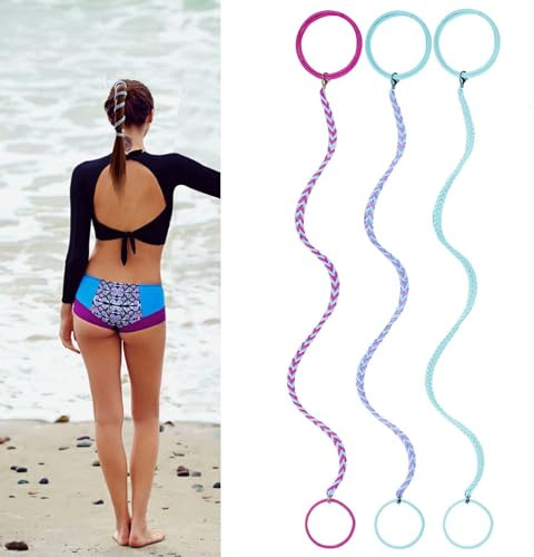 3 Packs 16 Ponytail Holder Hair Ties, Elastic Hair Wrap Braided Long Spirals No Tangle for Beach Sports Motorcycle Swimming Diving Surfing Colorful B