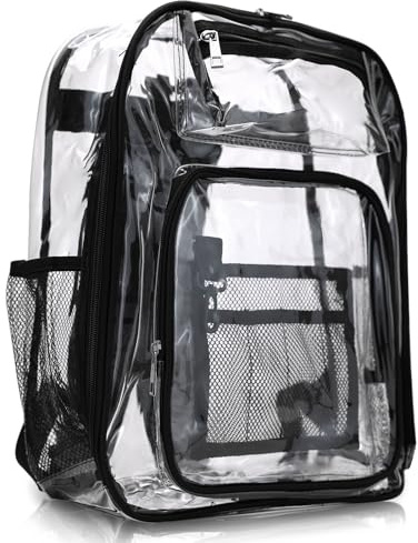 JUVEL Mochila totalmente transparente: mochila de PVC transparente de alta calidad, diseño transparente, resistente al agua y duradera, adecuada para el viaje diario al trabajo y la escuela