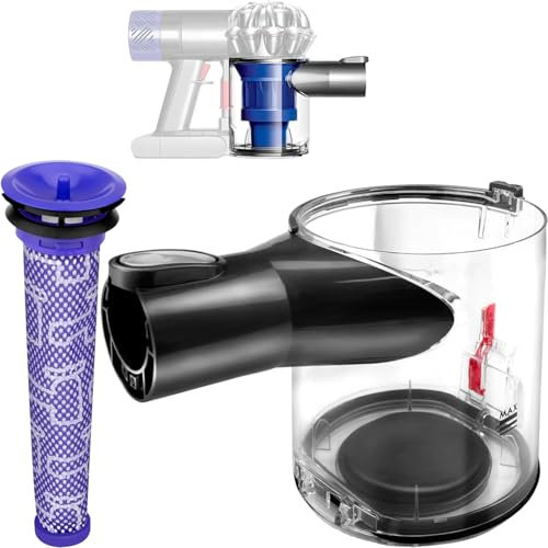 OMYOPY Ersatz-Staubbehälter für Dyson V6 DC58 DC59 DC62 DC74 Staubsauger, Ersatzteilnummer 965660-01 mit Staubsaugerfilter-Ersatz (nur für eine Schnittstelle geeignet)