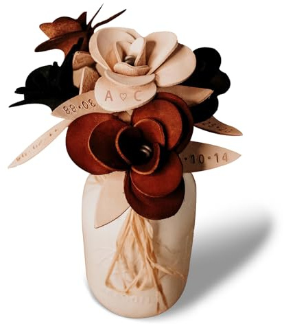 UIDMEN Personalized Leather Rose with Date or Initial, Leather Rose Gift for her/him, 3rd Year for Mom, Eternal Roses Flower Gifts for Grilfriend Sister Wife Grandma