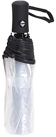 QOTSTEOS Auto Open Close Foldable Umbrella, 8 Ribs Transparent Windproof & Compact Travel Umbrellas, Outdoor Fashionable Clear Canopy Rain Umbrella, Lightweight