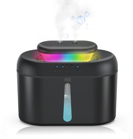AMZBOSS 2L humidificateur d'air chambre,humidificateur d'air<28db | humidificateur d'air bébé avec double buse, lumière 7 couleurs, humidificateur d'air chambre, enfant, plantes,Schwarz