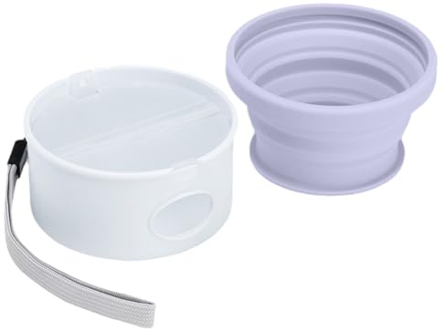 Cuenco de viaje para perros - Cuenco de comida para perros de 3,9x2,21 pulgadas | Contenedor plegable para golosinas para mascotas con soporte para bolsas de basura | Cuencos de agua portátiles para a