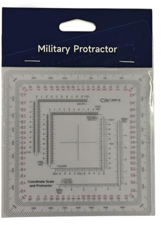 Goniometro Militare per Mappe e Navigazione, Acrilico Trasparente Nero 3mm (0.12 inch), Strumento di Mappatura Coordinate per Topografia e Addestramento
