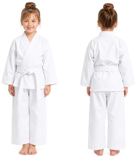 ZVLZR Karate Gi for Kids and Adults, White Karate Uniform with Belt (170cm)
