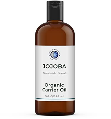 Mystic Moments | Jojoba Carrier Oil Organic 500ml | Cold Pressed from Simmondsia Chinensis Seeds | Rich in Vitamins E & B | Skin & Hair Moisturiser | Lip Care | 100% Pure & Natural | Vegan GMO Free