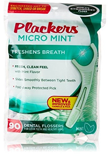 Plackers Micro Menthe Rafraîchit l'haleine, Porte-Fil Dentaire Menthe 90 chaque (lot de 2)