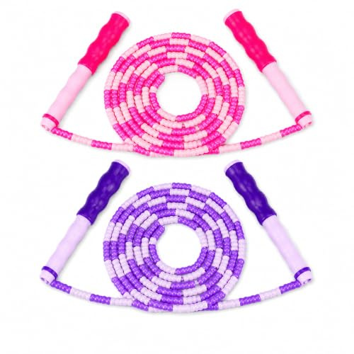 Zocy 2 Pack Jump Rope for Fitness Exercise Equipment, Tangle-Free Rope Skipping with Soft Beaded Segment, Premium Adjustable Jumping Rope for kids, women, men